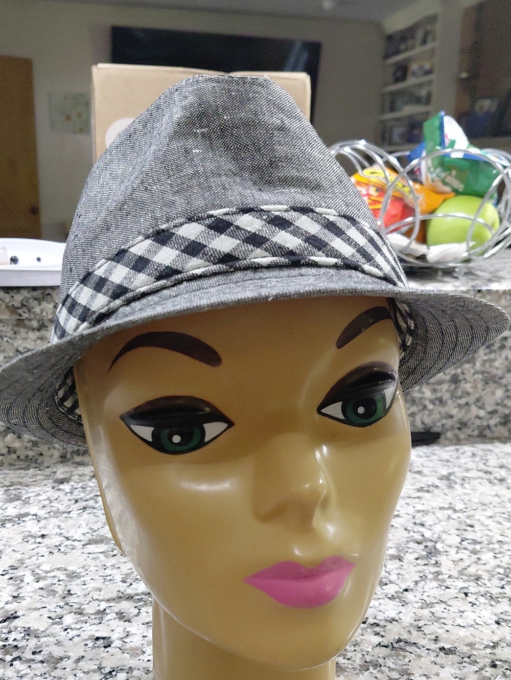 Daniel Cremieux Gray Fedora with Black-and-White Plaid Band Men